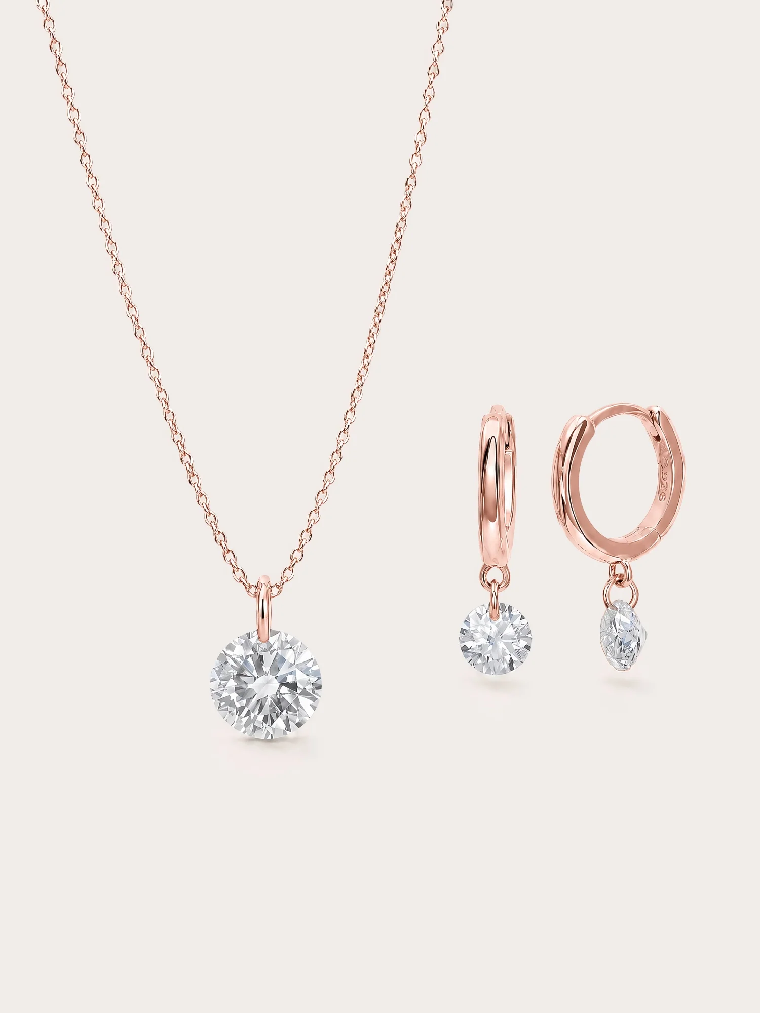 Floating Moissanite Necklace and Earrings Set